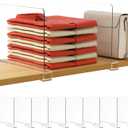 HBlife 8 Pack Clear Shelf Dividers, Vertical Purse Organizer for Closet Perfect for Sweater, Shirts, Handbags in Bedroom and Kitchen, Adjustable Acrylic Bookshelf for Organization