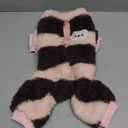 Dog Sweater Clothes Fleece Woolen Winter Warm Sweat Shirt 4 Legs Jumpsuit Pajamas Rainbow Stripe Sweater for Small Dog Medium Cat Brown (Medium (Back Length: 8.7 Inches))
