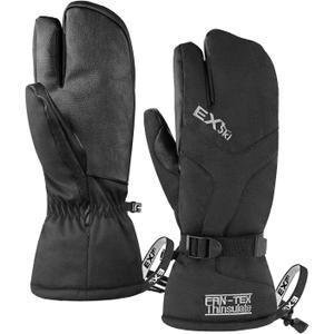 Waterproof Winter 3-Finger Ski Gloves Warm Insulated Snow Mittens for Cold Weather Snowboard Snowmobile (Large, Black)