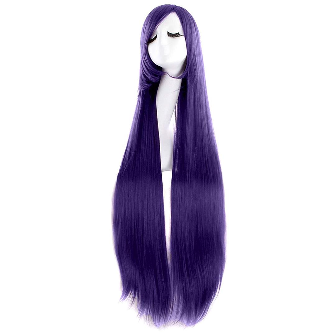 MapofBeauty 40" 100cm Anime Costume Long Straight Cosplay Wig Party Wig (Dark Purple)