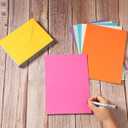 50 Pack A7 Colorful Envelopes with 5x7 Blank Heavy Colored Folded Cardstock and Gold Stickers for Greeting Cards, Wedding, Birthday Party, Baby Showers, Invitations (5x7)