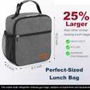 Femuar Lunch Box for Men Women Adults Small Lunch Bag for Office Work Picnic - Reusable Portable Lunchbox, Charcoal Grey