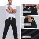 Mens Cotton Athletic Pants Open Bottom Running Sweatpants (Black, XXL)