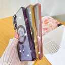 4 x Fiyart Designed for Samsung Galaxy S21 Case,Compatible with MagSafe Love Heart Plating Camera Protection Clear Glitter Magnetic for Women Girls Shockproof Phone Cover Bumper 6.1"-Gold