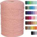 Cotton Macrame Cord 3mm 328yards Natural Colored Macrame Supplies, Soft Craft Cotton Rope for Plant Hanger Wall Hanger Dreamcatcher (Brick Pink)