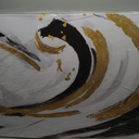 AERART Abstract Wall Art White and Gold Wave Lines Canvas Print Artwork Abstract Wall Decor Paintings for Living Room Bedroom Office Home Decor 20x40 Inch