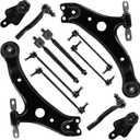 Front Lower Control Arm + Ball Joint for Toyota Camry 2007-2011, Sway Bar + Tie Rod End, Driver & Passenger Side, Outer & Inner, 12Pcs Suspension Kit K620334 K620333 K500044 K500043 ES80603