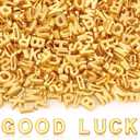 Augshy 400Pcs Gold Large Letter Beads,A-Z Mixed Big Alphabet Shape Beads for Jewelry Making Bracelets Necklaces Key Chains Shoelaces Crafts Party Decor(9 x 12 mm)