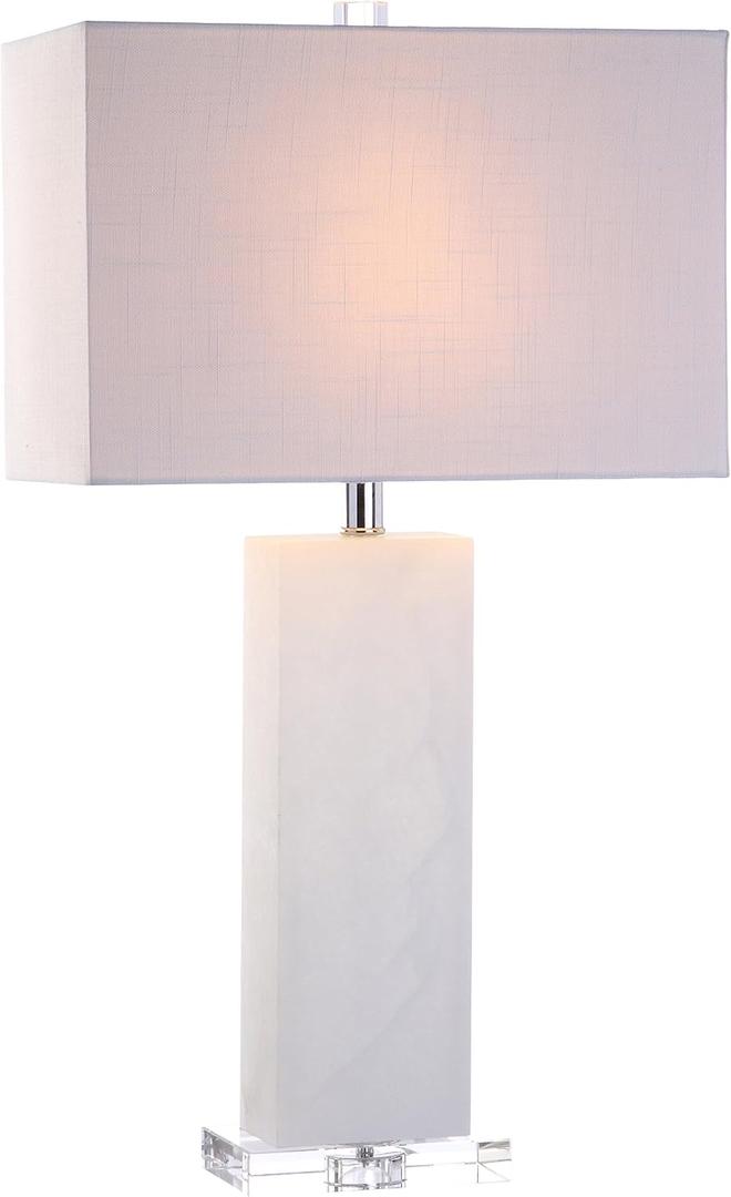 JONATHAN Y Tiggie 27" Alabaster Table Lamp, White Alabaster/Clear