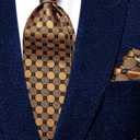 Hi-Tie Men Ties Sets Silk Stripe Paisley Necktie Pocket Square Cufflinks for Business Wedding