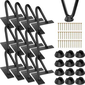Chumia Set of 12 Pcs Hairpin Legs Iron Heavy Duty Furniture Legs Table Dresser Legs Home Metal Legs Feet for DIY Furniture TV Cabinet Sofa Nightstand Legs with Floor Protectors and Screws (4 inch)