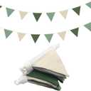 Oudain 2 Pcs Pennant Banner Flags Nursery Garland Triangle Bunting Flags Playroom Wall Decor Banner for Nursery Baby Shower Birthday Boho Wedding Party Event, Each 7.75 ft(Fresh Natural Color)