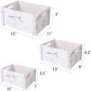 Farmhouse Antique White Wooden Crate For Storage,Rustic Decorative Boxes,Set Of 3 Extra Large Nesting Wooden Storage Crates For Home Decor,Handmade Natural Solid Wood Box (Rustic White)