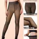 Women's Fleece Lined Tights - Sheer Warm Pantyhose Fake Translucent, High Waist Thermal Leggings for Winter (Black, L)
