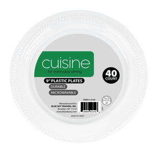 400 Pack 9 in Disposable Round Plastic Plates Heavy Duty White Party Plates