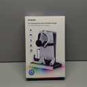 PS5/Slim/Pro Stand for Disc & Digital Console, PS5 Cooling & Charging Station with RGB Lights, PS5 Controller Charger Built-in 3 Level & AUTO Adjustable Fan, PS5/Slim/Pro Accessories Comes 3 USB Ports (Black & White)