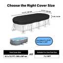 7x10Ft Rectangle Pool Cover for Above Ground Pools [ Upgrade 420D ] Swimming Pool Cover for 7x10Ft Rectangular Frame Pools with Elastic Band & Ground Nails, Hook and Loop Fastener, Super Windproof