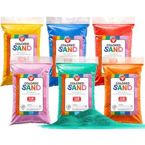 Hygloss Products Colored Play Sand  Assorted Craft Sand for Christmas Sand Art, 6 Vibrant Colors,1 lb Bags  Perfect for Holiday Gifts, DIY Decorations, and Creative Christmas Crafts - 6 lb Total