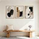 BINCUE Abstract Modern Wall Art Decor Framed Neutral Painting Prints Artwork for Living Room Bedroom 16x24 Inch Set of 3