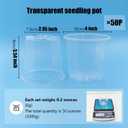 RooTrimmer 4" Clear Seeding Pots 50-Pack Round for Seeds Starting, Seeds Germination Transparent Nursery Pots with Drainage Holes (4Inch,Clear,50Pcs)