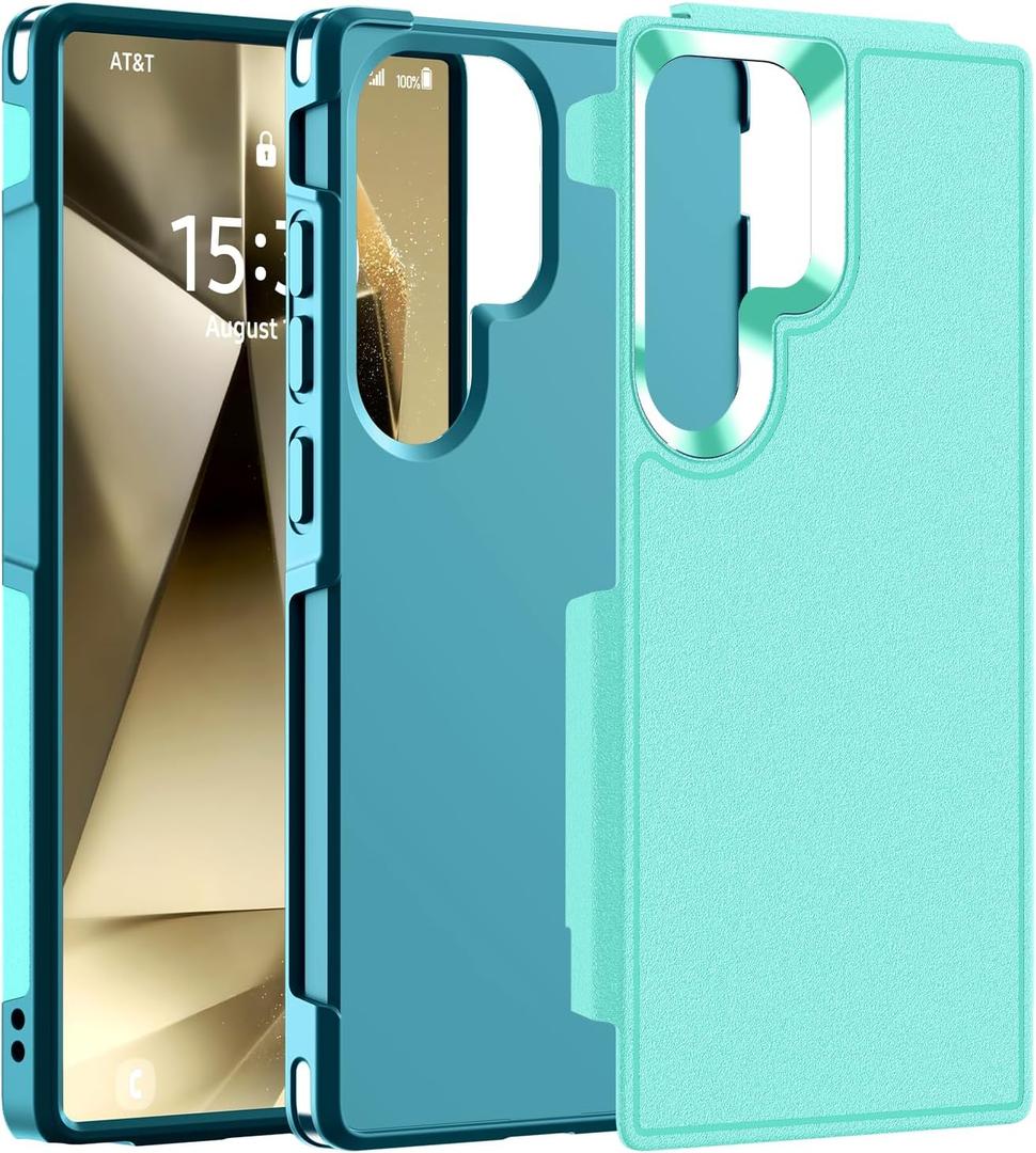 Hualele for Samsung Galaxy S24 Ultra Case,[Military Grade Protection] [Dropproof Shcokproof] Non-Slip Grip Dual Layer Rugged Heavy Duty Galaxy S24 Ultra Phone Case,Light Green