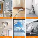 MUEE Professional Window Squeegee, 3 in 1 Squeegee Window Cleaner l with Long Handle , Window Washing Kit, Glass Door Cleaner, Multi-Use Car Washer Cleaning Tool for High Outdoor Walls/Glass/Window