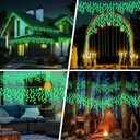 Retisee 65ft Green St. Patrick's Day Solar Icicle Lights for Outdoor Decor 600 LED Waterproof Irish Curtain String Lights Solar Powered Icicle String Light for Outside Indoor Yard Porch Hanging Decor