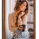 12x16 Picture Frame Brown Wood, Rustic Natural 16x12in Woodgrain Frame, Distressed Brown 12 x 16 inch Gallery Wall Photo Poster Frame with HD Plexiglass, Horizontal Vertical Wall Mounting Display 1pcs