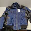 INVACHI Men's Denim Jacket Vintage Jean Trucker Jacket with Leather Patchwork Multiple Pockets L