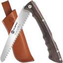 ALDIPRO 7" Professional Folding Hand Saw - SK5 High Carbon Steel Blade, Ergonomic Wenge Wood Handle, Leather Sheath | Survival Saw for Camping, Bushcraft, Pruning & Tree Trimming with Secure Lock