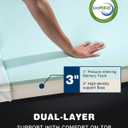 3 Inch Firm Mattress Topper Twin Size, Dual-Layer Cooling Gel Memory Foam Bed Topper for Pressure Relief, Medium Firm High-Density Mattress Pad with Removable Washable Cover, Non-Slip Base