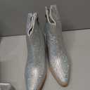 FIFSY Women Rhinestone Cowboy Boots Glitter Chunky Heel Sparkly Cowgirl Ankle Boots, Size US 8