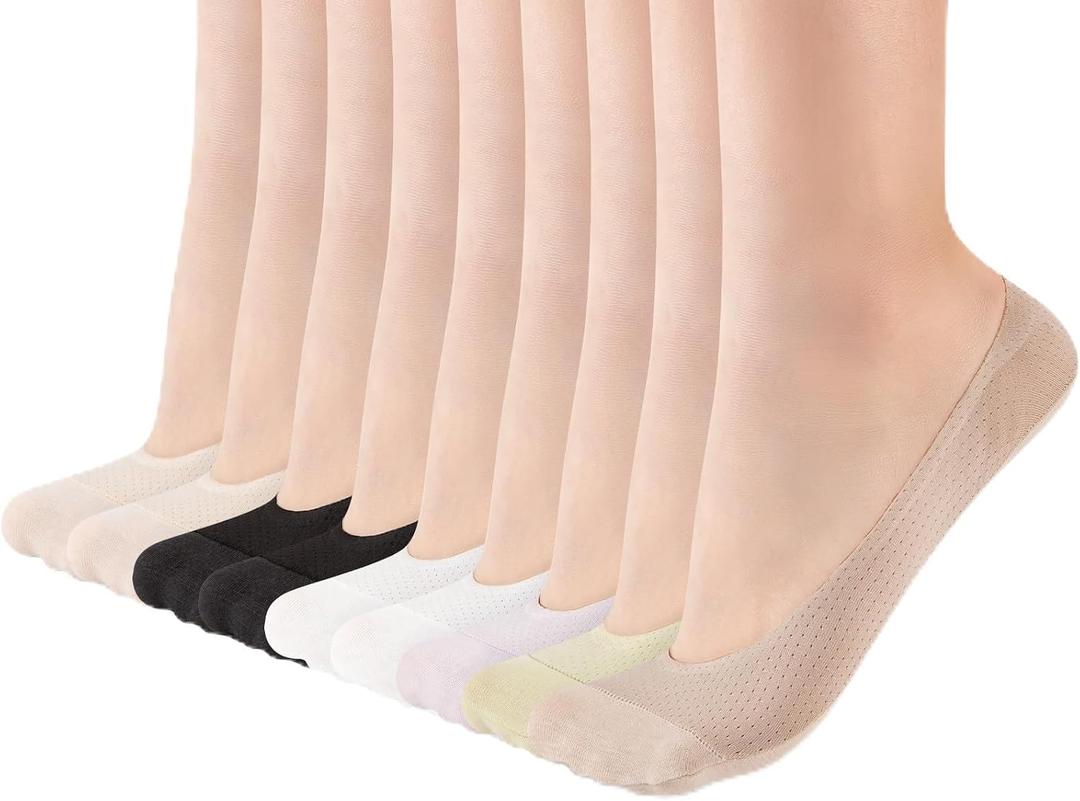 COOVAN Womens 9 Pack No Show Socks Ultra Low Cut Liners Non Slip Invisible Hidden Socks for Flats Loafers Sneakers