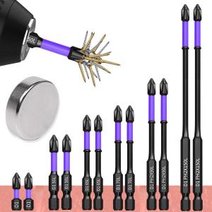 4 x 13PCS Magnetic Screwdriver Bit Set, D1 Alloy Steel Anti-Slip Long Drill Bits, Fine Tooth Design, Strong Magnetism Magnetic Drill Bit Set for Home, Garden, Outdoors Blue