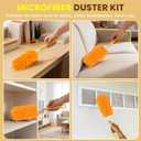 2 x SetSail Dusters for Cleaning Compatible with Swiffer Small Microfiber Duster Refills 4pcs Reusable Duster Refill with 1 Handle Washable Duster Cleaner Kit for Furniture, Car Interior, Blind (Orange)