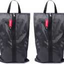pack all Plus-Sized Shoe Bag for Travel, Water-Resistant Shoe Pouch for Gym, Odor-Resistant Soccer Cleats Bag for Sport (Black, 2-Pack)