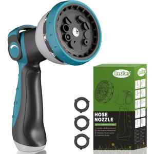 Hose Nozzle, Garden Hose Nozzle with 10 Spray Patterns, Thumb Control On Off Valve, Adjustable and Heavy Duty for Washing Car, Watering Plants, Washing Pets, and Home Use