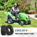13x5.00-6 Tire and Inner Tube Set, TR-13 Straight Valve Stem, Replacement Riding Mower Front Wheel Assembly, 2 Pack