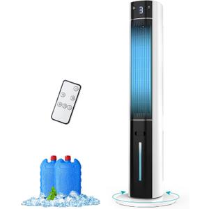 Evaporative Air Cooler - Swamp Cooler with 3L Water Tank, 3 Modes & 3 Speeds, Remote Control, 12H Timer, 50 Oscillating Portable Bladeless Cooling Tower Fan For Room Bedroom Office