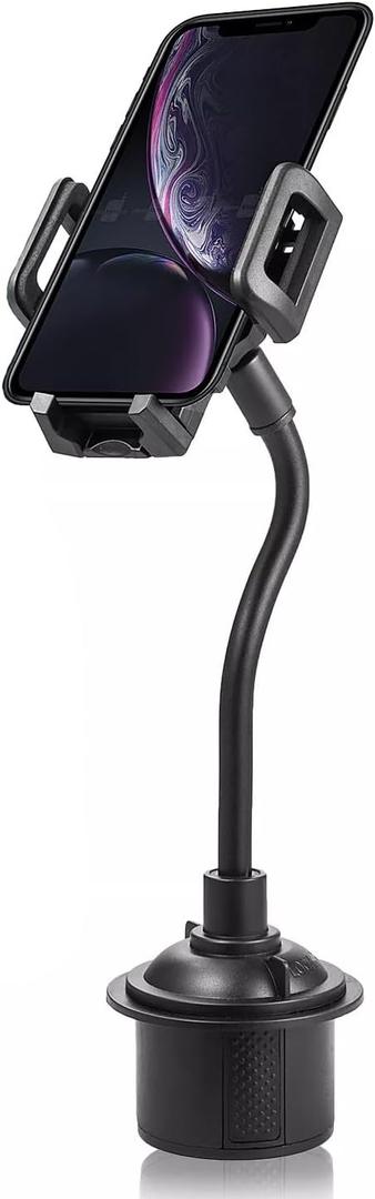 Car Cup Holder Phone Mount, Universal Adjustable Gooseneck Cup Holder Cradle for Cell Phone - Securely Holds Phones up to 4.1' Wide - 360 Rotatable Cradle