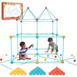 Bzseed Fort Building Kit for Kid DIY Play Tent STEM Construction Toys Fort Builder for Kids Indoor Outdoor Play Creative Gift for 4 5 6 7 8 9 10 11 12 Year Old Boy Girl Christmas Birthday Gift 140Pcs