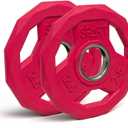 SPART Color Coded Weight Plate 2-Inch Rubber Coated Olympic Grip Plate for Barbell, Solid Cast Iron Weight Plates for Strength Training, Weightlifting, Crossfit, Home Gym, 2.5LB, Pair