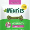 Minties Dog Dental Bone Treats, Tiny/Small Dental Dog Treats, 16 Ounces, Cleans Teeth, Fight Bad Breath, Removes Plaque and Tartar, 40 Count (EXP 03/10/28)