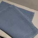 RESARE Waffle Bathroom Runner Rugs, Super Absorbent Bath Mat Non Slip Washable Quick Dry, Upgraded Ultra Soft Boho Bath Rugs with Tassels for Hallway Bedroom Laundry Room, 2'x6'(24"x72"), Blue