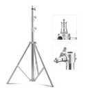Stainless Steel Light Stand 110" /2.8m, Spring Cushioned Heavy Duty Tripod Stand with 1/4-inch to 3/8-inch Universal Adapter for Studio Monolight Softbox Reflector Photography Portrait Video