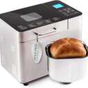 Elite Gourmet EBM8224MM Programmable 2 Lb. Bread Maker, PFAS free Ceralast Ceramic Pan, Touch Screen Control Panel, 19-Functions, Gluten Free, White, Wheat, Rye & more, 3 Loaf Sizes, Stainless Steel (Blk/Stainless Steel)