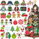 60Pcs Christmas Tree Ornaments Decorations Whoville Christmas Tree Hanging Ornaments Decorations for Xmas Holiday Tree Home Decor (Red Green and White)
