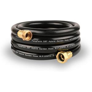Rubber Garden Hose 15FT: 5/8" Durable Flexible Hose for Small Gardens & Patios - Sturdy Water Hose with Brass Fittings for Outdoor Cleaning & Yard Use