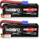 HOOVO 3S 11.1V 80C 5200mAh RC Lipo Battery Hard Case with EC5 Connector for RC Car Boat Truck Heli Airplane UAV Drone FPV Racing (2 Packs)