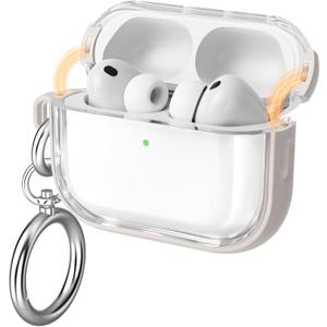 for Airpods Pro 3 Case Clear, Soft TPU Transparent Anti-Yellowing for Apple AirPods Pro 3rd Generation (2025) Case Cover for Men & Women with Keychain, Military-Grade Shockproof, Clear+Stone